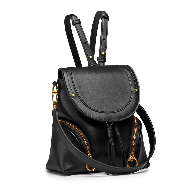 

Caker Brand 2019 Women Genuine Leather Backpack Drawatring School Backpack