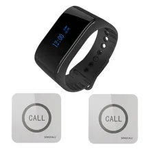 SINGCALL.Wireless nurse calling system watch wireless calling receiver waiter caller 1 smart watch pager with 2 touchable bells
