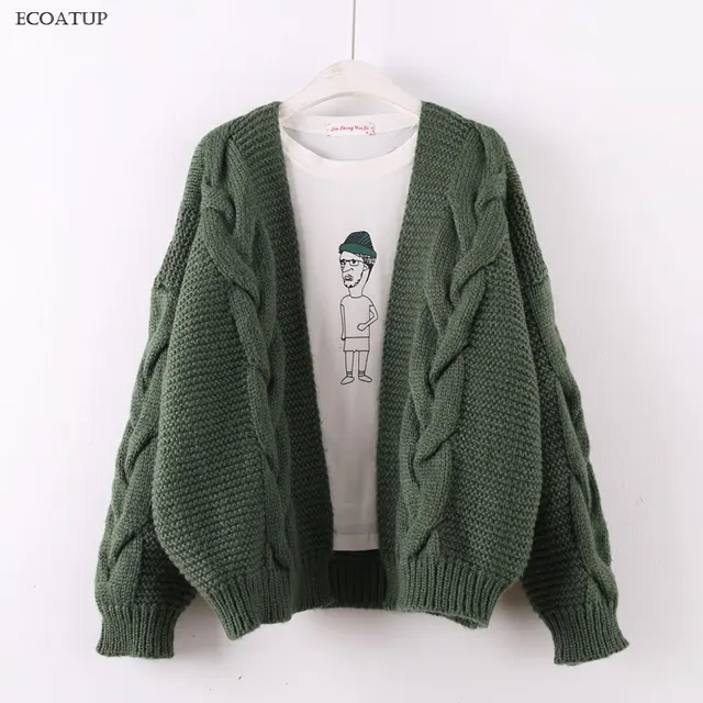 Nice Thick Knitted Cardigan Women Autumn Winter Drop