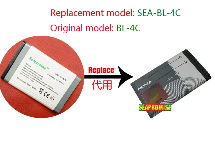 Розничная мобильных телефонов батарея BL-4C BL 4C BL4C для Nokia 6100,6101, 6102i, 6103,1100, 1101,1108, 110,1255, 1600