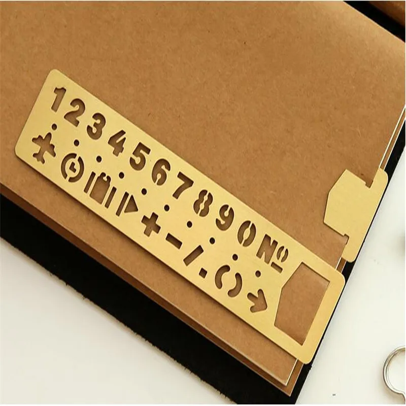 New Arrival Retro Brass Straight Ruler Bookmark Cutout Hand Account
