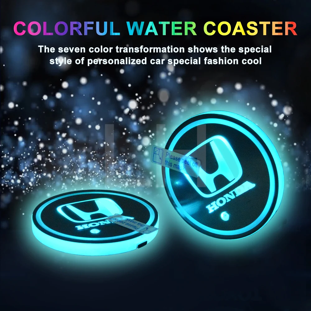 

2 pieces/lot LED DESIGN Cup Coaster Slot Pad R Design Mat Protective Pad PVC for HONDA