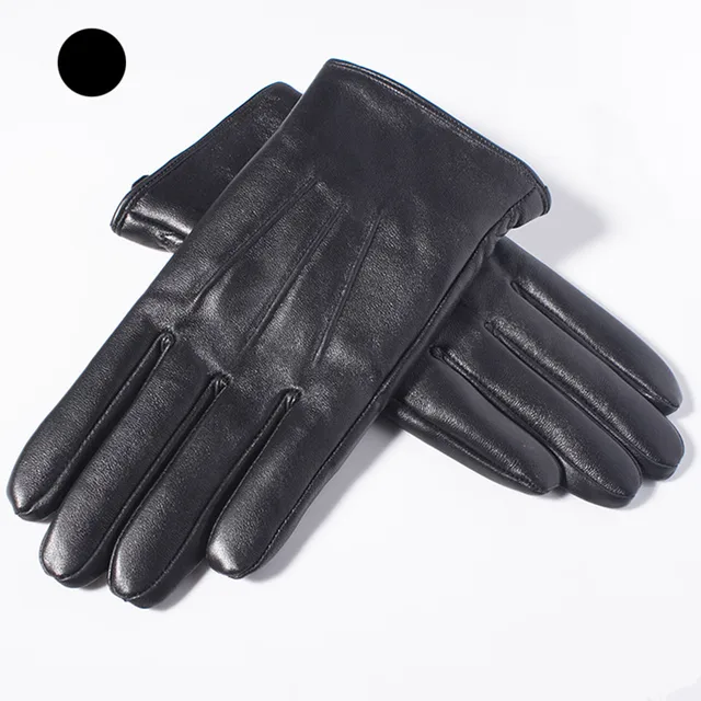Gours Mens Genuine Leather Gloves Real Sheepskin Black Touch Screen Gloves Button Fashion Brand Winter Warm Mittens New GSM050 -