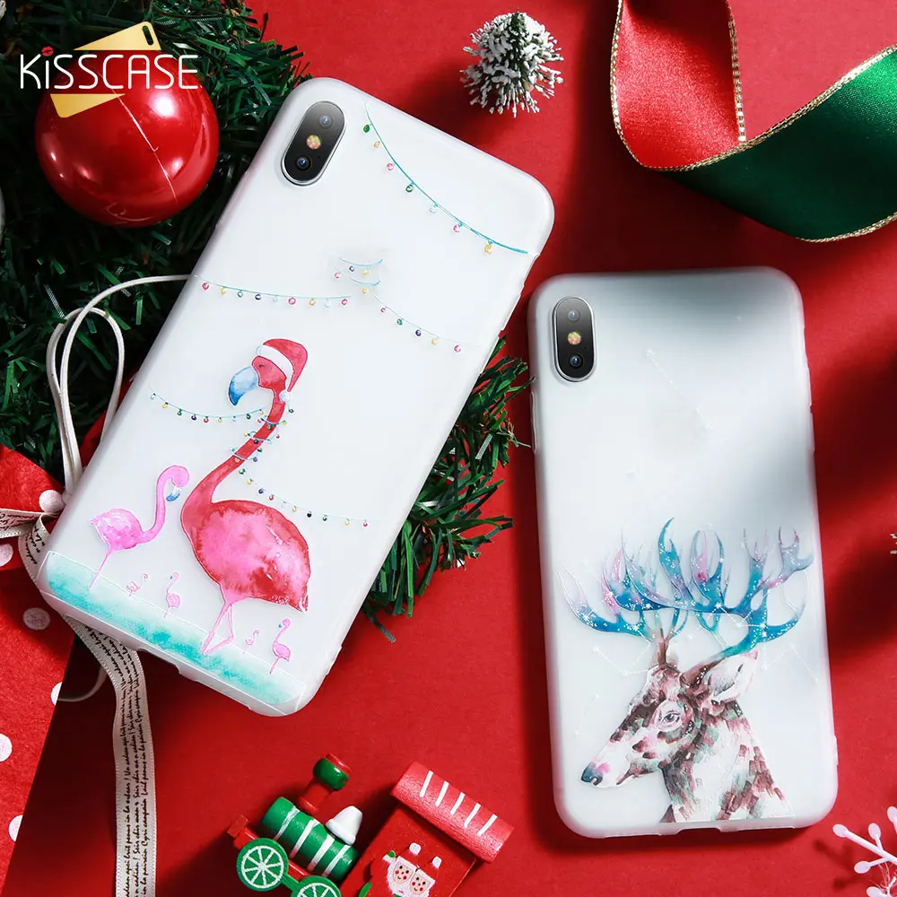 Чехол KISSCASE с рисунком фламинго для iPhone X XS MaxSoft TPU чехол 6s 6 телефона Санта Клауса 7 8