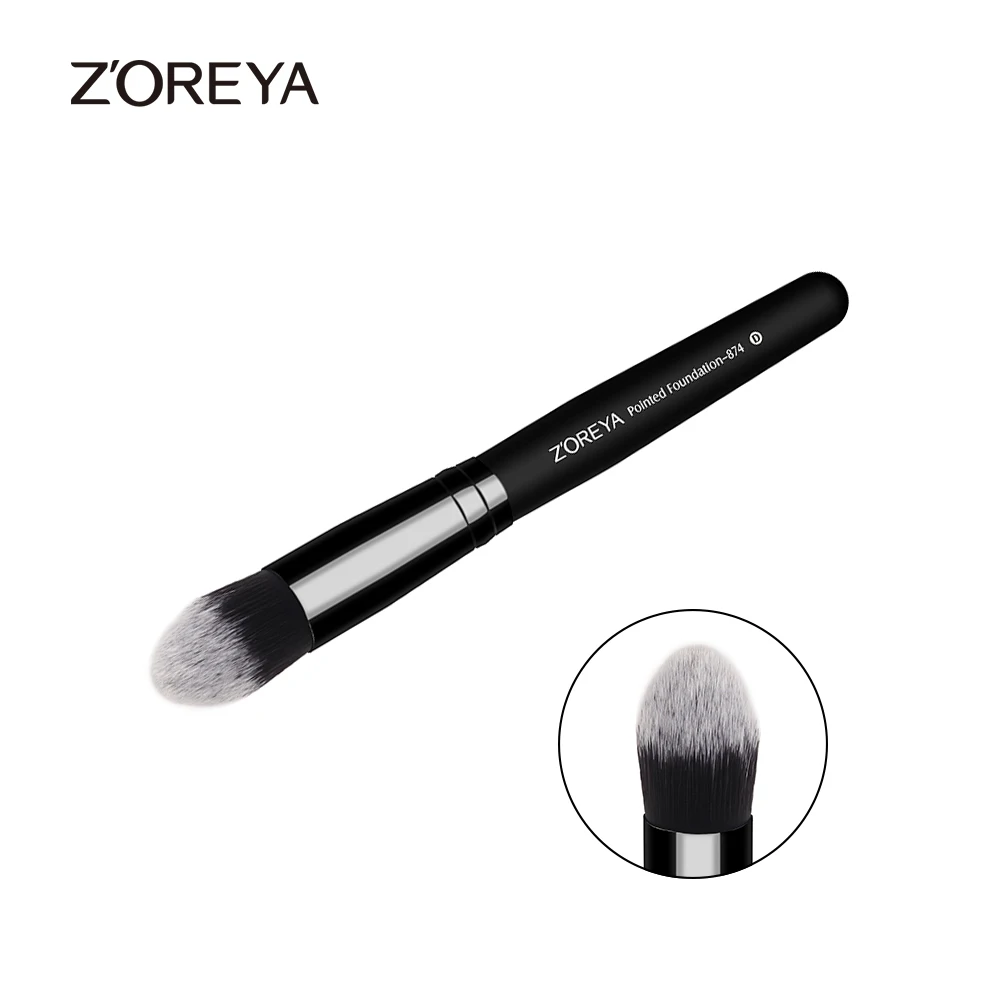 ZOREYA Брендовые женские кисти для макияжа с острым носком, Кисть для макияжа Кабуки, деревянная ручка инструмента, синтетическая кисть