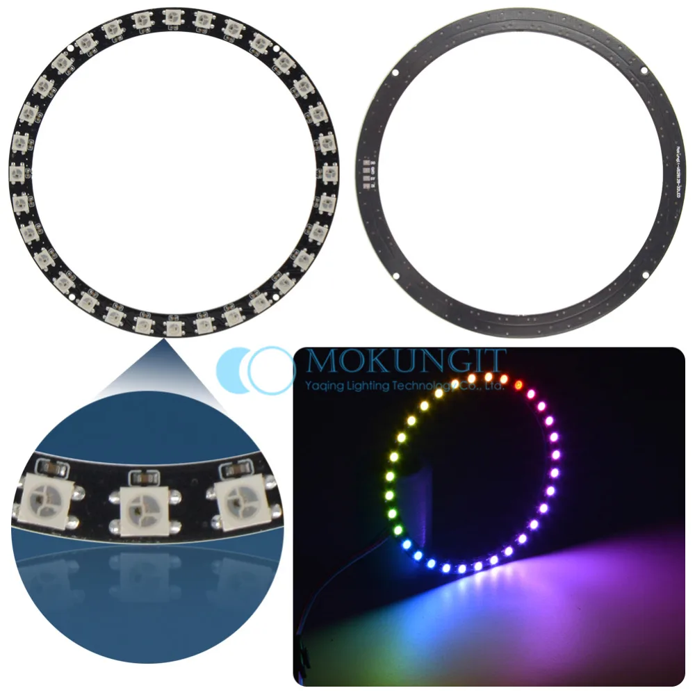 Mokungit WS2812B кольцо 1 8 12 16 24 32 93 241 SK6812 бит 4-Ring RGB светодиодный Ring 5050 встроенный rgb-драйвер для Arduino тип полосы