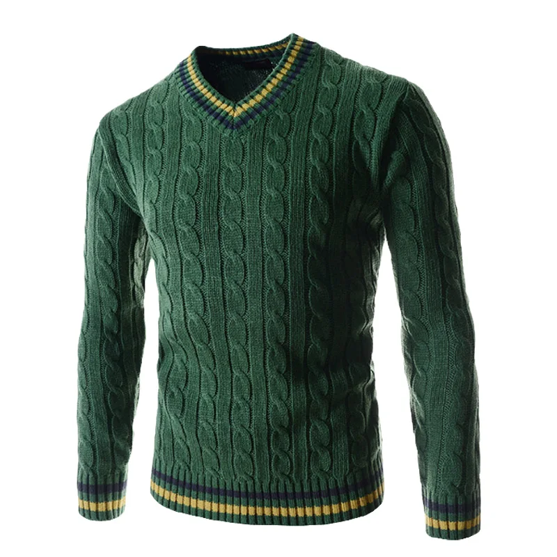 Men's sweater 2018 brand cotton mens pullover v neck