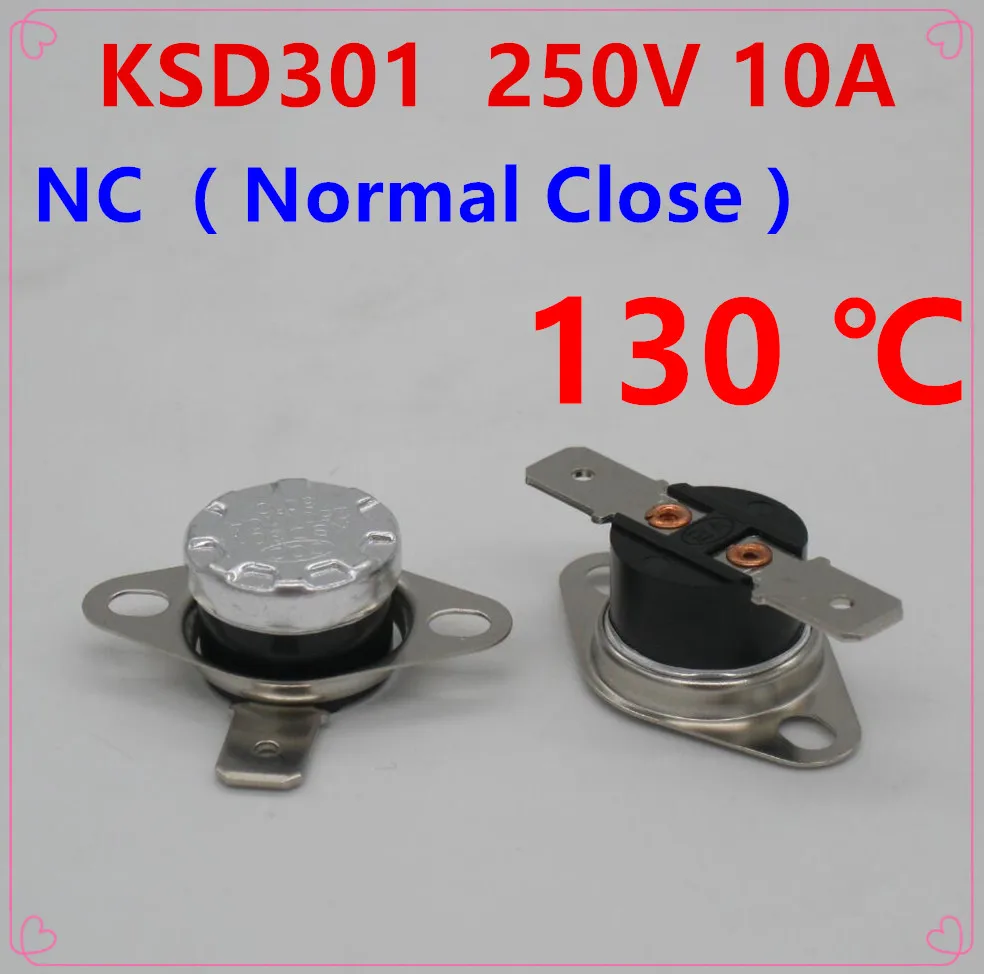 10Pcs KSD301 130 Degrees Celsius 130 C Normal Close NC Temperature 