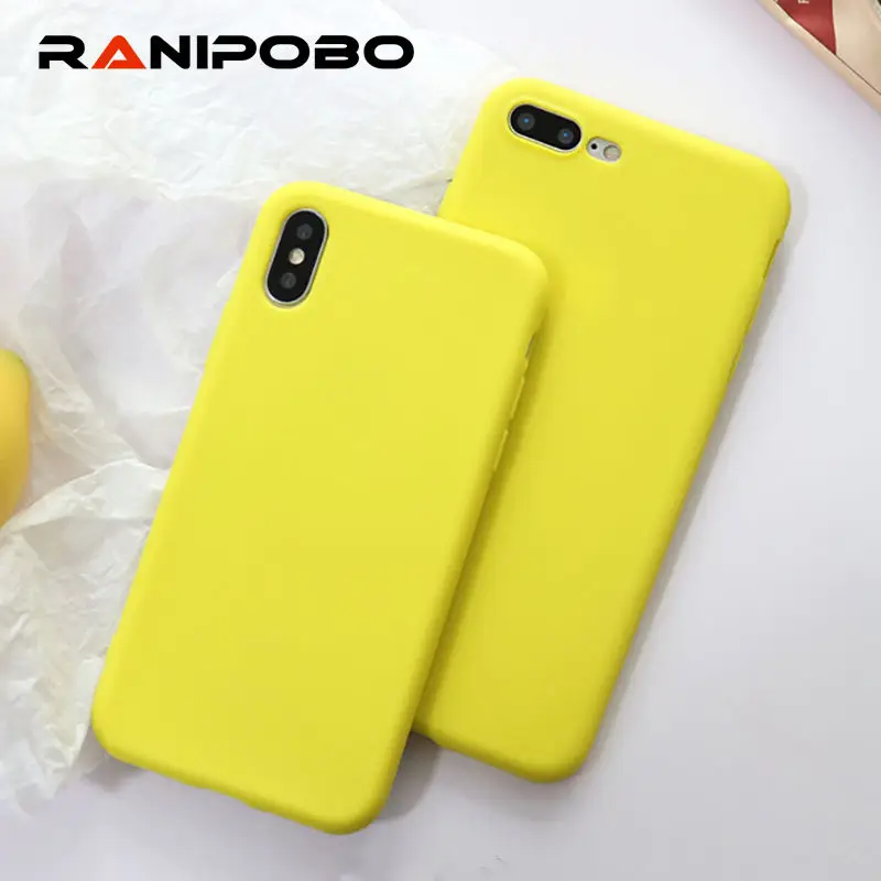 

Yellow Candy TPU Phone Case for Iphone XS 7 6 case Solid Scrub Silicon Case for IPhone 6 6S 8 plus X protection Back Cover coque