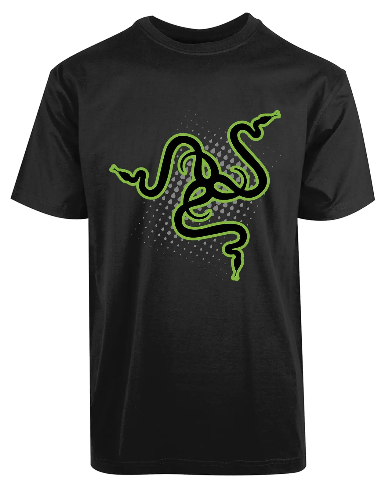 Razer Inc Game Logo Three 3 Green Snakes New Men's Shirt Humor Funny Casual Tees | Мужская одежда
