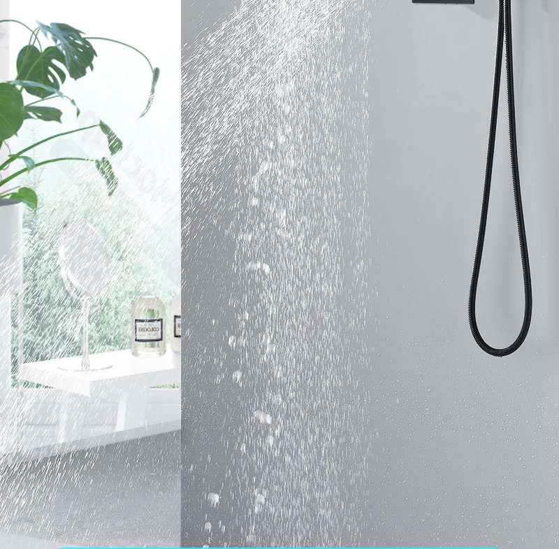 Высокое качество ванная комната матовая черная Душевая система настенный термостатический 3 функции душевой кран