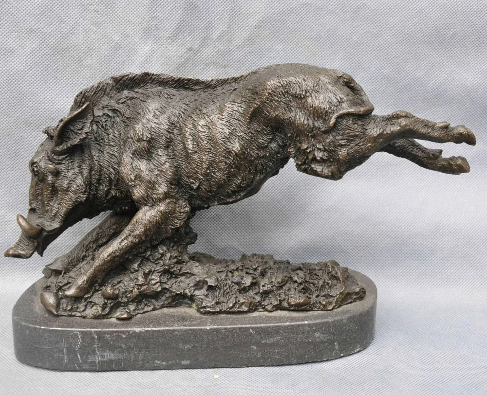 

bi002041 10 Bronze Animal Boar Pig Sus Scrofa Dash Beast Art Sculpture Statue