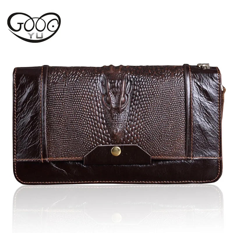 

Crocodile pattern retro zipper hand bag business leather wallet men multi-function mobile phone leather wallet men clutch purse