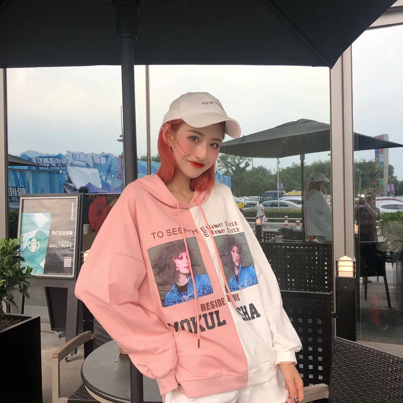 Mr.nut lazy wind long-sleeved hoodie female 2019 new Korean version of the tide loose student cool hooded hoodie Mr.nut lazy wind long-sleeved hoodie female 2019 new Korean version of the tide loose student cool hooded hoodie