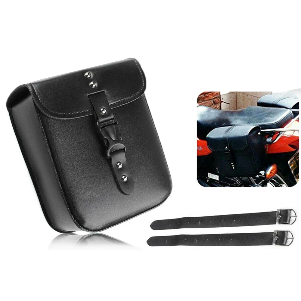 

Black PU Leather Motorcycle Bag Sissybar Saddle Storage Tool Box Pouch Side Case Motorcycle Front Rear Tail Package