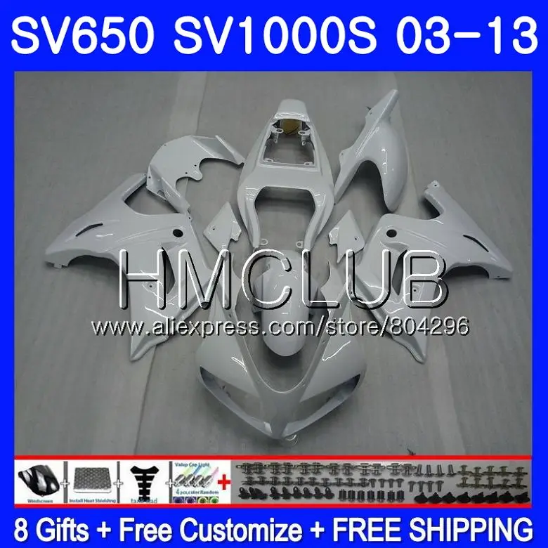 

Fairing ALL White For SUZUKI SV650S SV 650S 03 09 10 11 12 13 28HM.24 SV650 1000 S 1000S SV1000S 2003 2009 2010 2011 2012 2013