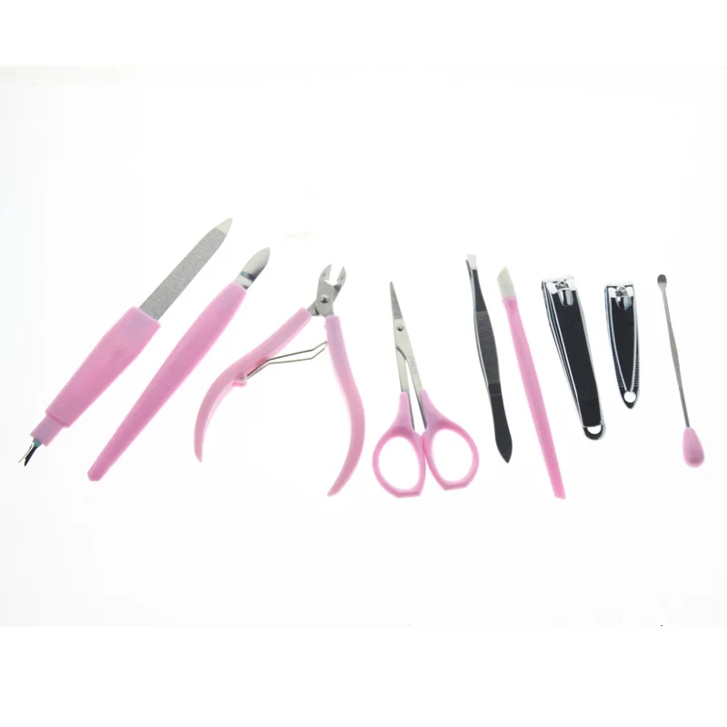 

9Pcs/Set Professional Manicure Pedicure Kit Tool Include Nail File Clipper Pusher Scissor Tweezer Earpick Cuticle Nipper Shear