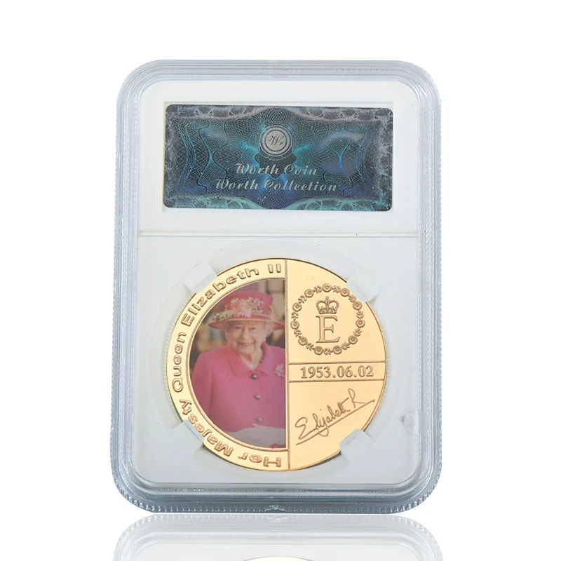 

WR AAA Quality Gold Planted Her Majesty Queen Elizabeth II Collection Gift Business Coin Size 40*3 mm President Commemorative