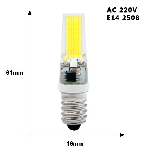 Bombillas светодиодный светильник G9 G4 E14 220 в 3 Вт 6 Вт 9 Вт с регулируемой яркостью светодиодный светильник G4 AC DC 12 В COB заменить галогенные лампы - Испускаемый цвет: E14 COB 220V