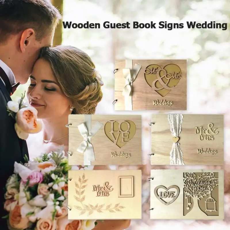 

20pcs Wooden Wedding Guest Book Signs Wedding Romantic Marriage Guestbook Wedding Tree Personalised Guest Book Decor