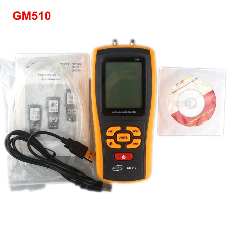 

GM510 Handheld Digital Pressure Manometer Meter +/- 10kPa Measuring Gauge Tester USB Interface Manometro LCD Backlight