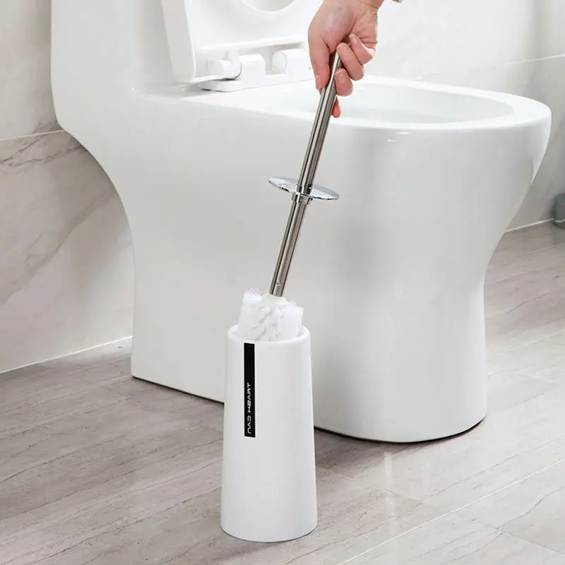 Stainless Steel Long Handle Toilet Brush Set Bathroom Toilet Cleaning Brush Modern Style Home