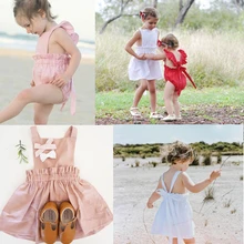 Лето г. Ins Европейский И Америка шорты для девочек малышей маленьких девочек Ползунки с оборками детское платье