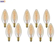 IWHD Bombillas E14 Edison ЛАМПЫ Винтаж Ретро Лампа 220 V 40 W свечи накаливания ампулы старинное украшение C35