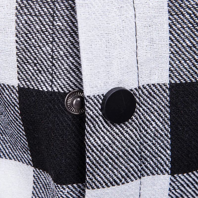 Повседневная мужская рубашка в крупную клетку с капюшоном и нагрудными карманами, украшенная мужской повседневной рубашкой с капюшоном, модная мужская рубашка