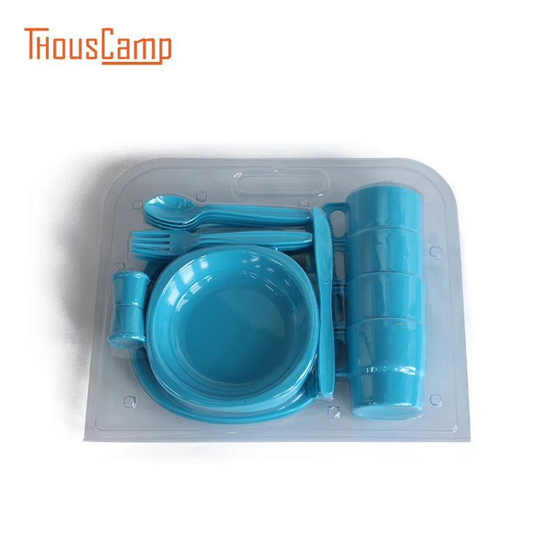 

26pcs Outdoor Tableware Cup Spoon Fork Knife Plate Bowl Portable Outdoor Camping Plastic Cutlery Picnic BBQ Acampamento