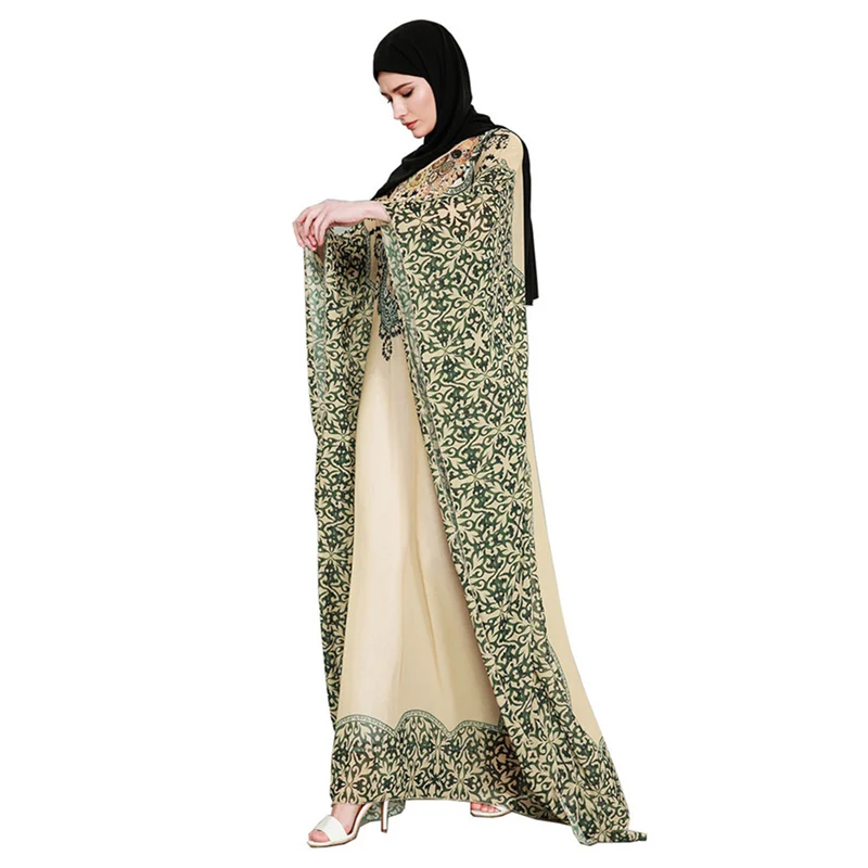 Женское шифоновое платье Baju Kurung повседневное свободное с длинным рукавом