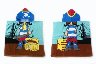 Розничная, 1 предмет, детские хлопчатобумажные купальные халаты, полотенце с капюшоном с изображением пиратов, ангела, русалки, детский купальный халат, пляжное полотенце для девочек и мальчиков