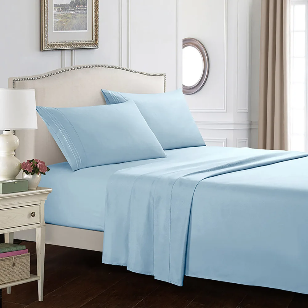 light blue Sanbest простыня с наволочкой 4 шт. Наматрасники Натяжные простыни наборы с эластичным для King size постельное белье наборы JF00001 - Цвет: light blue