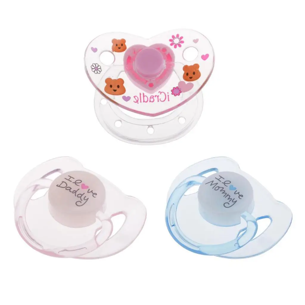 3pcs Cartoon Dummy Magnet Pacifier Baby Doll Supplies For Reborn Girl Doll