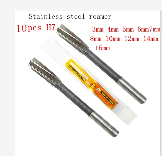 10pcs H7 HSS Stainless steel spiral reamer 3MM 4 5 6 7 8 10 12 14 16