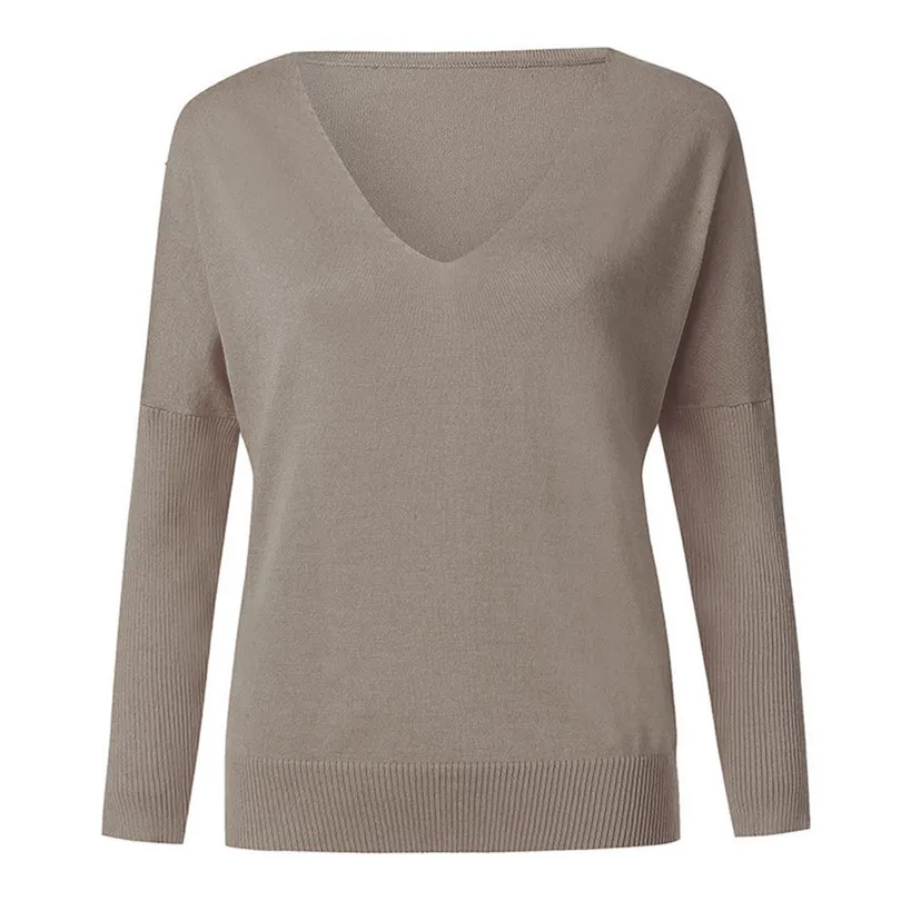 New Fashion Women Autumn Winter Batwing Sleeve Solid Knitted Casual Daily Sweater Brief Pullover Tops Blouse #4F09 (14)