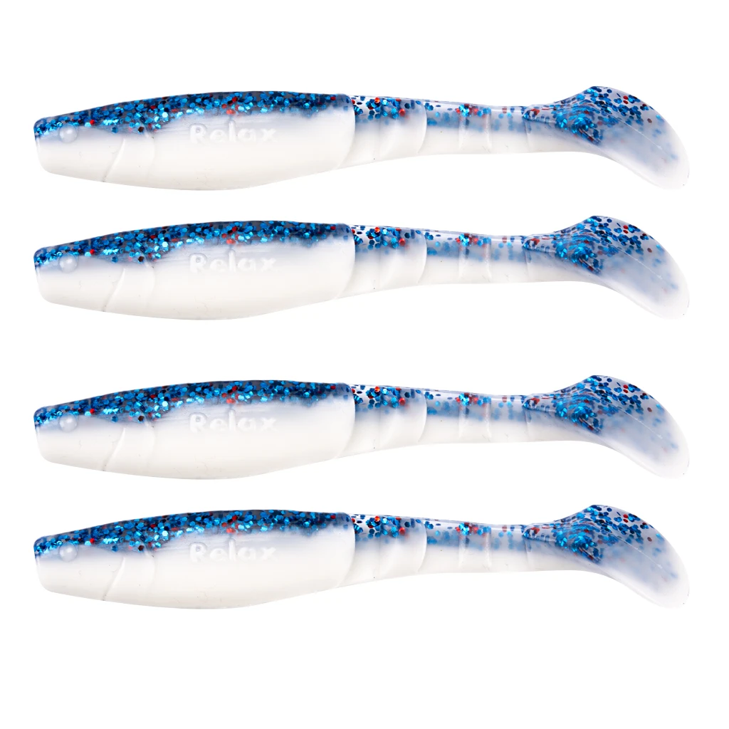 Perfeclan 4Pcs T Tail Soft Fish Lures Fishing Worm Baits Swimbaits for Jig Head & Offset Hook Soft Fish Lure Soft Fishing Lures