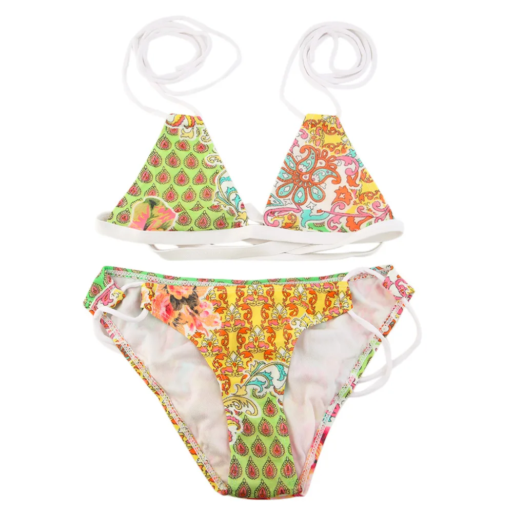 HWhot Bikini Sexy Women Floral Bandage Bikini Non Padded Swimsuit