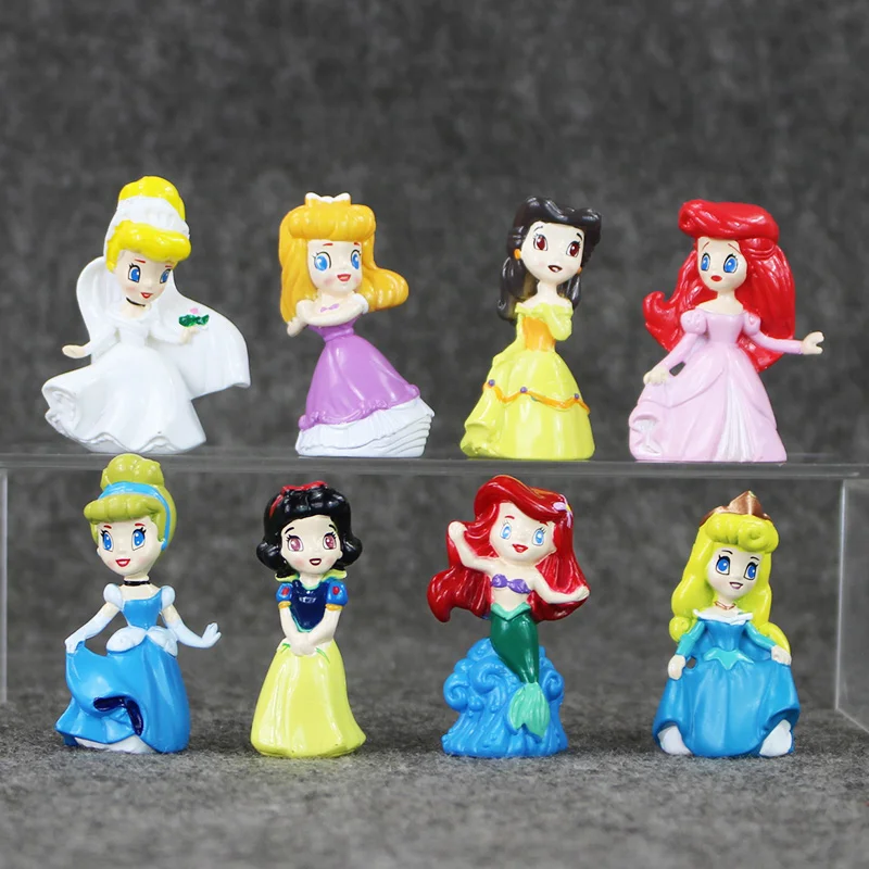 

8pcs/lot Princess Figure Toy Snow White Mermaid Ariel Belle Tangled PVC Figures Toys Collectibles Model Doll Gift for Kids