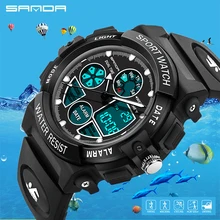 SANDA, Студенческие Кварцевые часы, спортивные, для дайвинга, наручные часы, повседневные, с резиновым ремешком, цифровые часы, мужские часы, relogio masculino