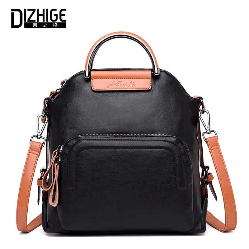 

DIZHIGE Brand Fashion PU Leather Women Backpack High Quality School Bags For Teenager Girls Luxury Solid Multifunctional Bag New