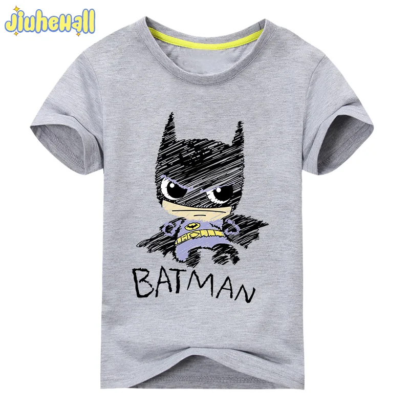 طفل القطن باتمان طباعة الملابس صبي الكرتون t-shirt فتاة الصيف تي شيرت الأطفال قصيرة الأكمام تي قمم للأطفال زي ACY031