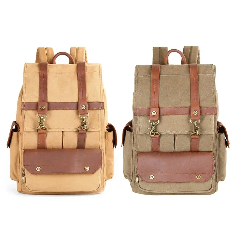 

THINKTHENDO 2018 Canvas Vintage Backpack Men Women Casual Rucksack Bookbag Satchel Hiking Travel Outdoor Shoulder Bag School Bag