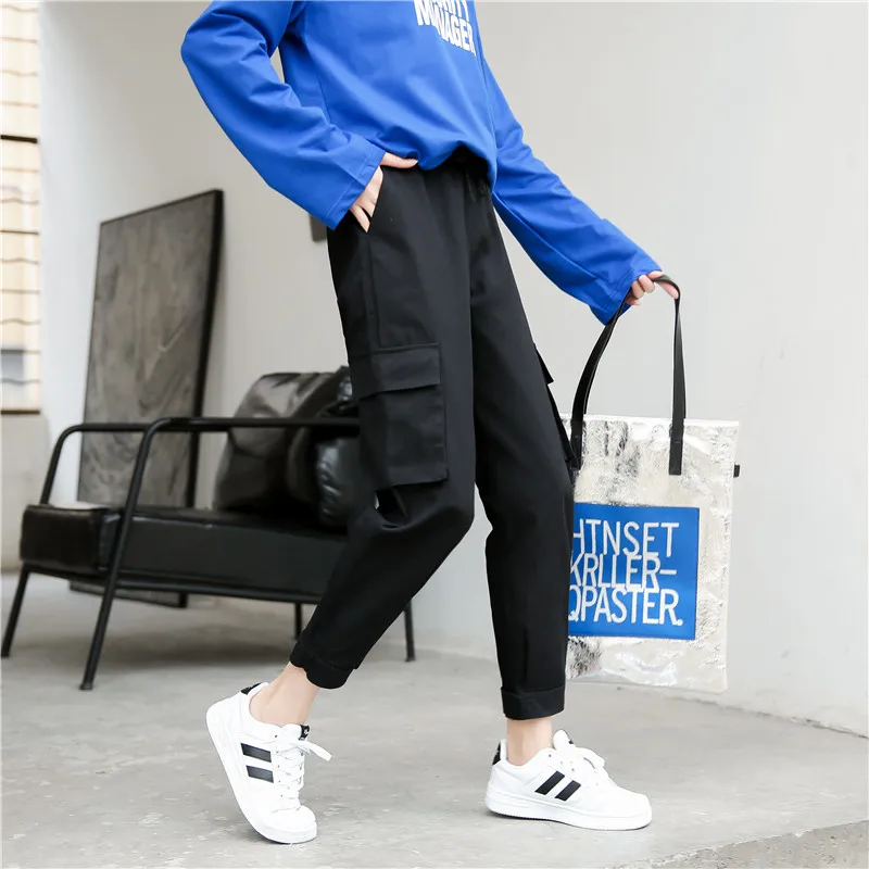 

2019 Women's Kawaii Chic Ins Trousers High Waist Slimming Ins Casual Overalls Female Cute Japan Harajuku Buttom For Women Pants