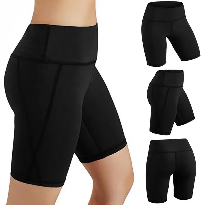 Женские быстросохнущие плотные Короткие штаны для йоги с высокой талией для управления животиком-MX8
