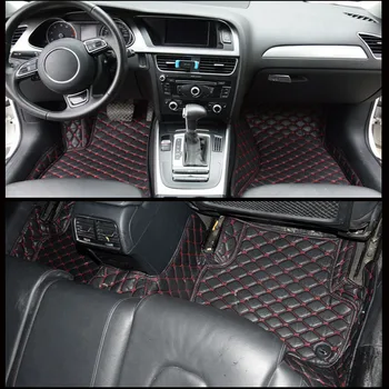 

Car Floor Mats For Audi A4 Allroad 2014-2016 Foot Carpets pad mat Step Embroidery Leather Car Interior Mats heavy duty carpet