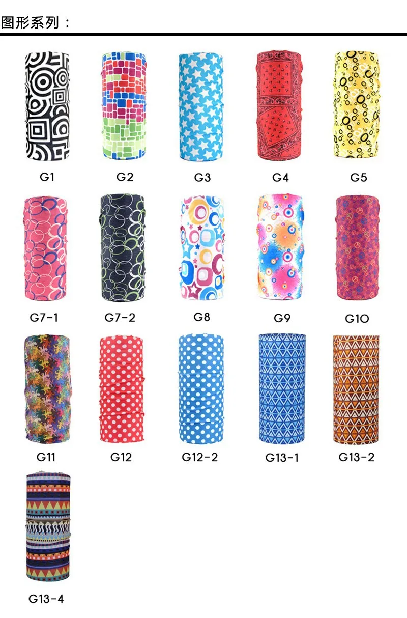 15 стилей геометрические полиэфирные шарфы для спорта на открытом воздухе, бандана, шарф для кемпинга, охоты, велоспорта, головные уборы для пеших прогулок, волшебные шарфы