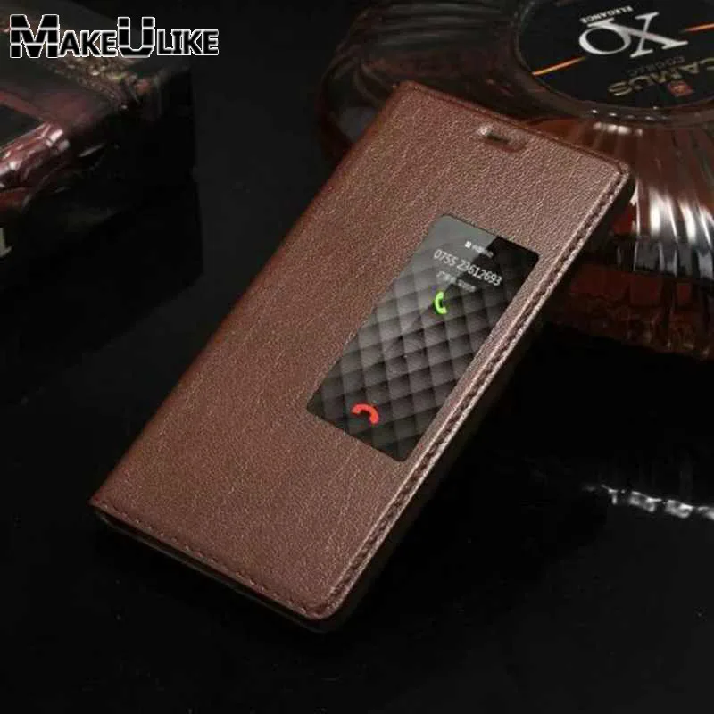 

Genuine Leather Case For Huawei P9 / P9 Plus Luxury Window View Protective Cover For P9 P9Plus Flip Case