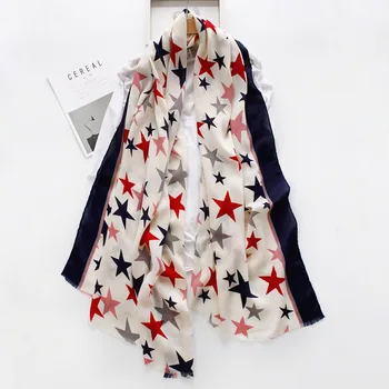 

European And American Style Pentagram Pashmina Print Star Wrap Shawls Women's Fashion Long Scarf Wraps 180*90cm