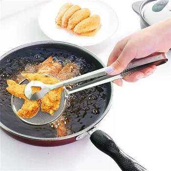 

Restaurant High-Class Stainless Steel Smart Strainer Spoon Kitchen Easy Oil Scoop Housewife Handy Filter Net Tool